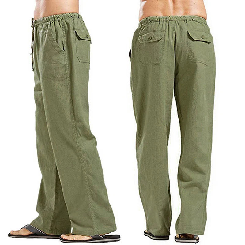 Feste Leinenhose Herren Mit Taschen - Atmungsaktive Sommerhose In Großen Größen-3
