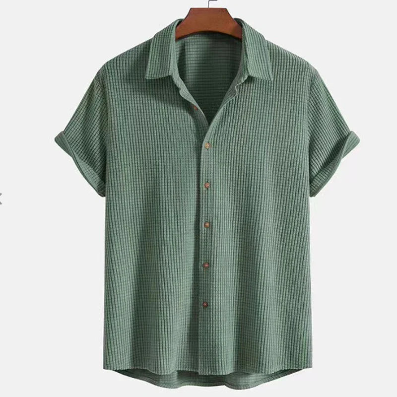 Corduroy Kurzarmanzugset - Hemd Und Shorts Outfit Für Kinder-2