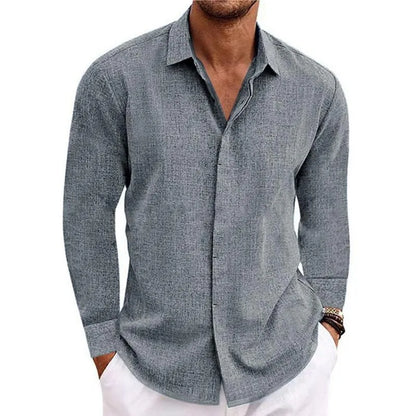 Herren Langarmshirt - Lässiges Leinen T-Shirt für Plus-Size Mode in verschiedenen Farben