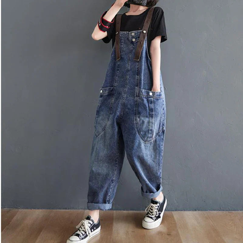 Vintage Große Taschen Hosenträger Jeanshosen für Damen – Bequeme Harem-Jeans für Stilbewusste Frauen 5
