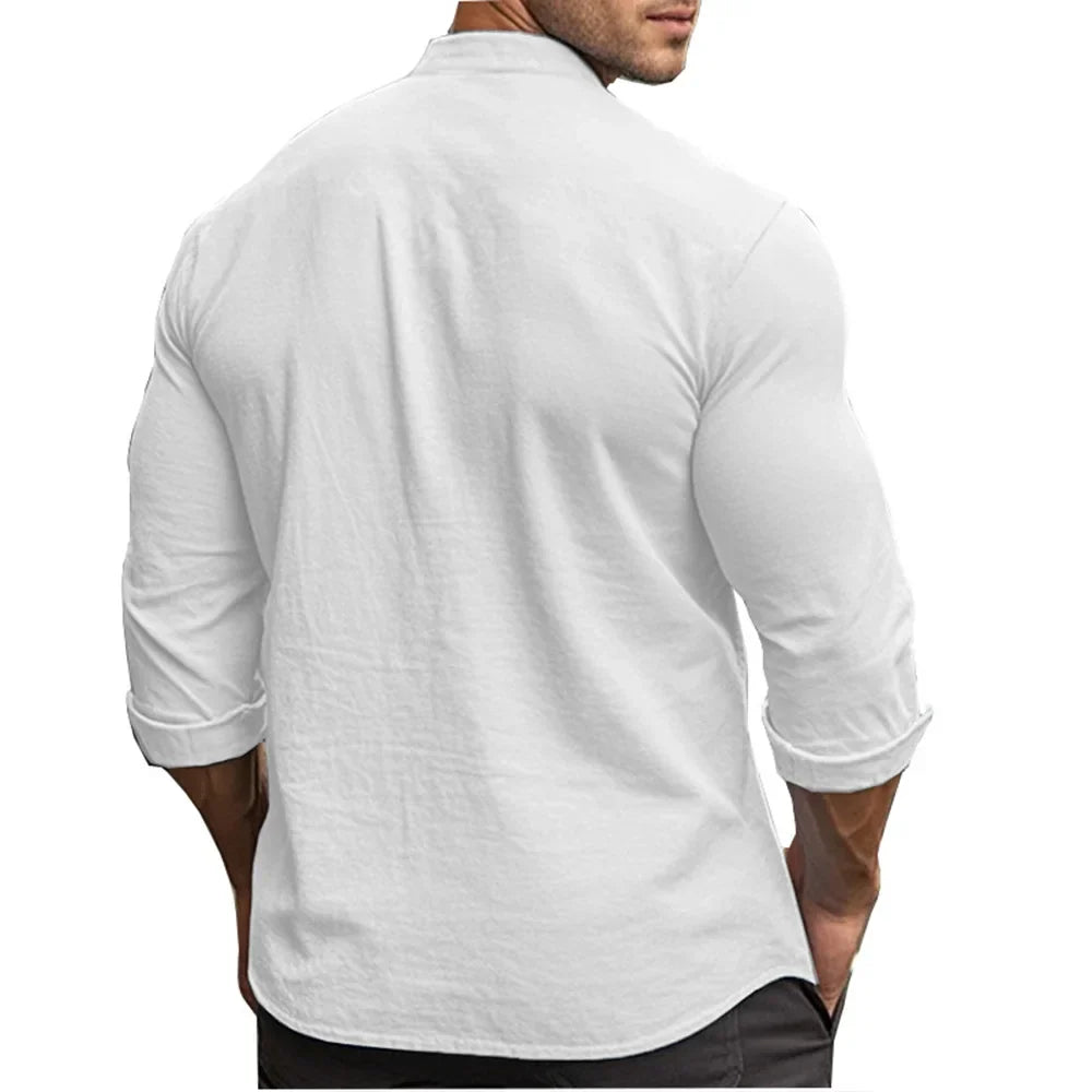 Leinen Herrenhemd Aus Leichter Baumwollmischung – Sommer Hemd Herren, Elegantes Design, Atmungsaktiv, Perfekt Für Büro Und Freizeit