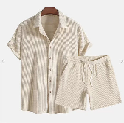 Corduroy Kurzarmanzugset - Hemd Und Shorts Outfit Für Kinder-6