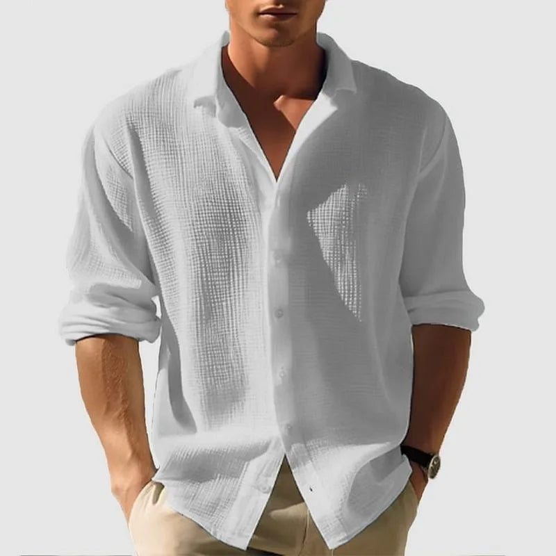 Variant image for Langärmeliges Waffelhemd für Herren – Lässige Schwarze Strickjacke für den Frühling 2025 – Strickjacke Herren-25