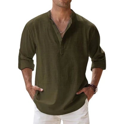 Variant image for Atmungsaktives Leinenhemd Herren mit langen Ärmeln in S-5XL – Einfarbige, lässige Mode für Sommer-25