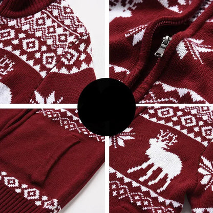 Men's Festive Zip-Up Christmas Jumper Perfect for the Holidays