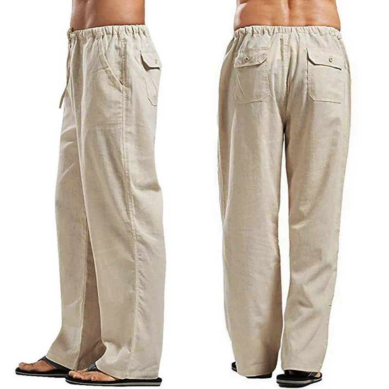 Feste Leinenhose Herren Mit Taschen - Atmungsaktive Sommerhose In Großen Größen-2
