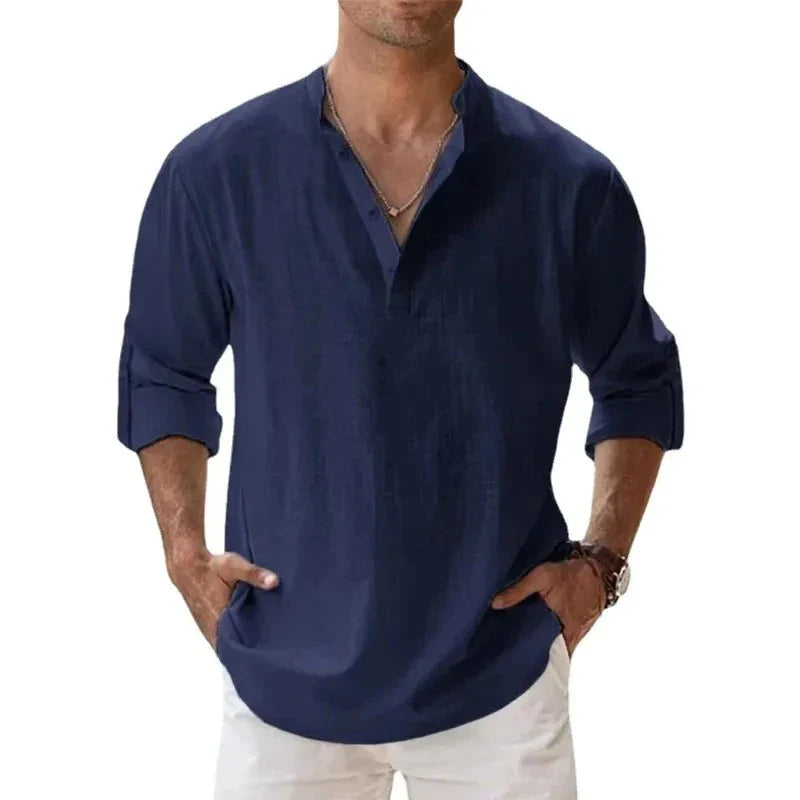 Leichte Langarm Herrenhemden - Atmungsaktives Henley Design für Herren, Vielseitig und Bequem