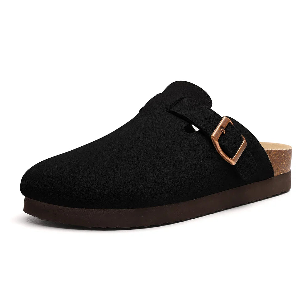 Komfortable Korkrutsche Sandalen Damen - Unisex Wildleder Clogs mit Weichem Fußbett und Rutschfester Außensohle-3