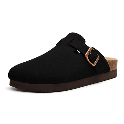 Komfortable Korkrutsche Sandalen Damen - Unisex Wildleder Clogs mit Weichem Fußbett und Rutschfester Außensohle-3