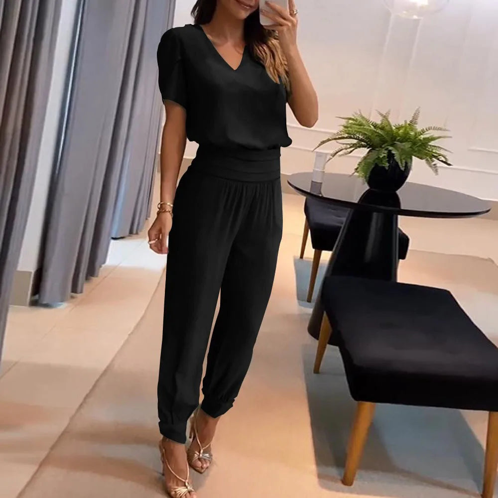 Variant image for Damen Outfit: Pullover-Shirt und Hosen Set mit Sommer Blumendruck - Komplette Outfits Damen-57