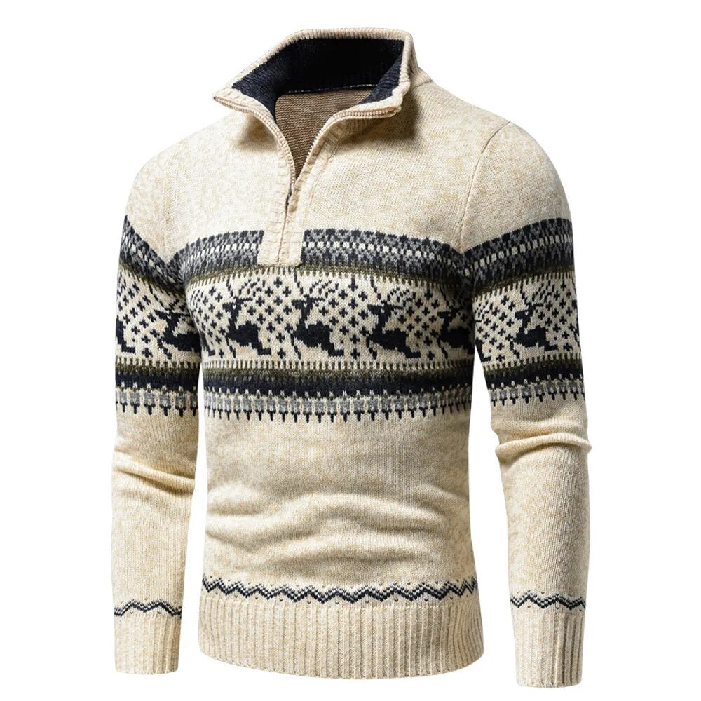 Men's Festive Zip-Up Christmas Jumper Perfect for the Holidays