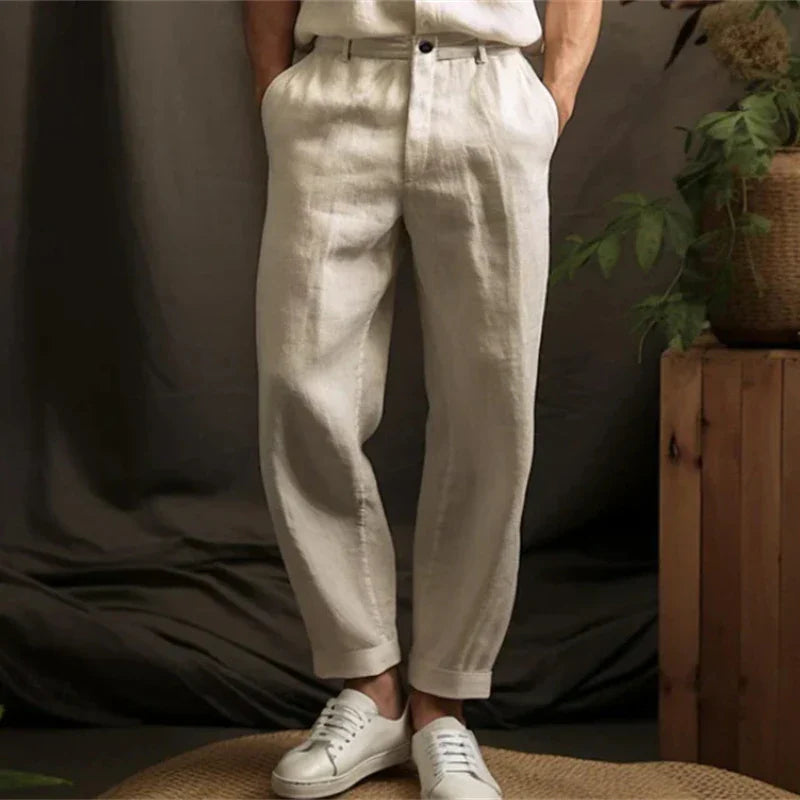Leinenhosen Herren - Atmungsaktive, Lockere Vintage-Hosen Für Frühling Und Sommer-2