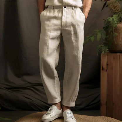 Leinenhosen Herren - Atmungsaktive, Lockere Vintage-Hosen Für Frühling Und Sommer-2