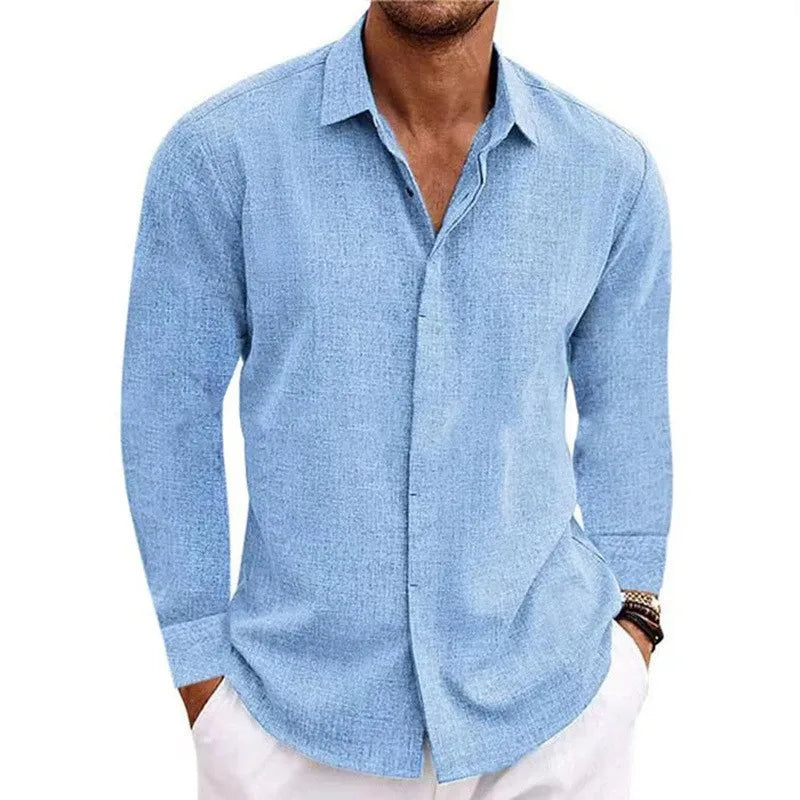 Variant image for Herren Langarmshirt - Lässiges Leinen T-Shirt für Plus-Size Mode in verschiedenen Farben-13
