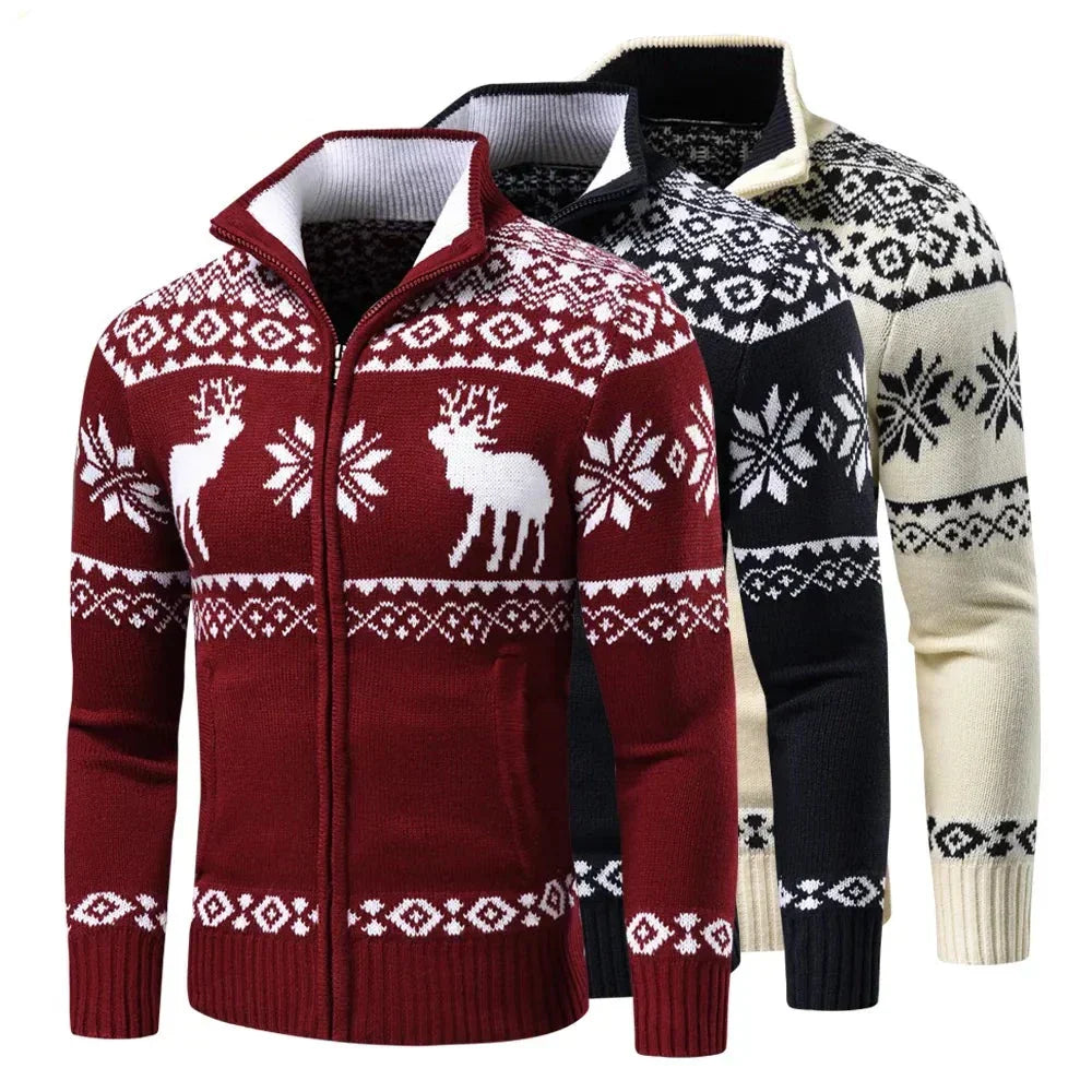 Men's Festive Zip-Up Christmas Jumper Perfect for the Holidays