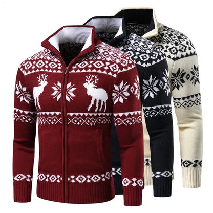 Men's Festive Zip-Up Christmas Jumper Perfect for the Holidays