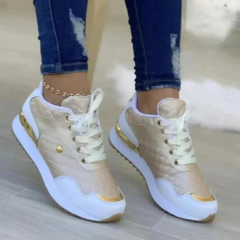 Women’s Comfortable Trainers with Gold Detail Supportive Everyday Wear