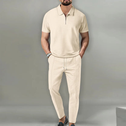 Variant image for Herren Polo Shirts Set - Lässiger Chic Atmungsaktives Polo Und Verstellbare Hose Für Komfort Und Stil-25