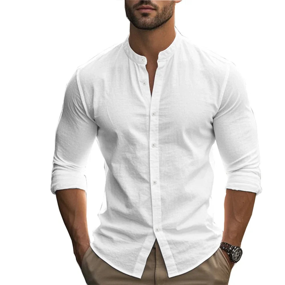Variant image for Leinen Herrenhemd Aus Leichter Baumwollmischung – Sommer Hemd Herren, Elegantes Design, Atmungsaktiv, Perfekt Für Büro Und Freizeit-21