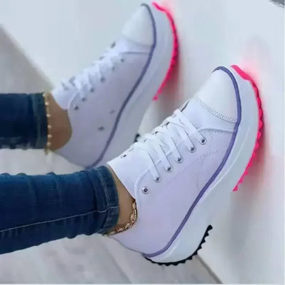 Klassische Leinwand-Sneaker Damen - Plattform-Schnürschuhe für Freizeit und Alltag-3