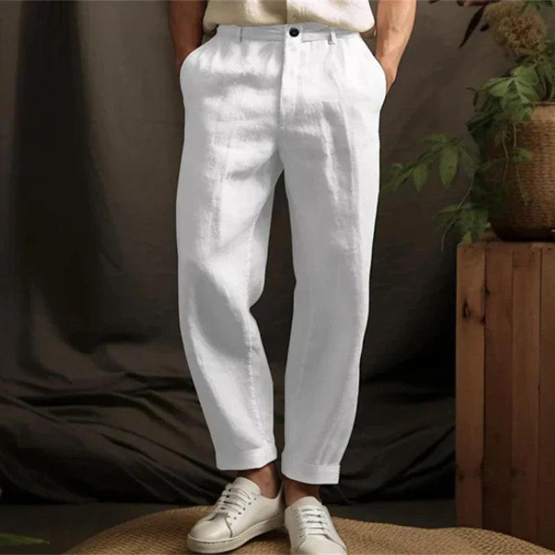 Leinenhosen Herren - Atmungsaktive, Lockere Vintage-Hosen Für Frühling Und Sommer-3