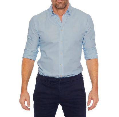 Herrenhemd Casual Oxford mit Reißverschluss - Elastische Baumwolle, Schlanker Schnitt für Alle Jahreszeiten