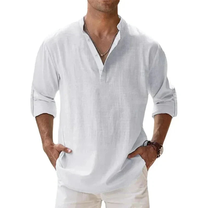 Leichte Langarm Herrenhemden - Atmungsaktives Henley Design für Herren, Vielseitig und Bequem