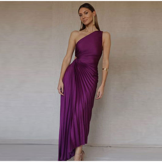 Elegantes Satin-Midi-Kleid für Damen – Zeitloses Festliches Kleid für Hochzeitsgäste und Besondere Anlässe