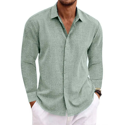 Herren Langarmshirt - Lässiges Leinen T-Shirt für Plus-Size Mode in verschiedenen Farben