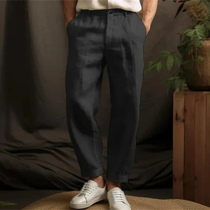Leinenhosen Herren - Atmungsaktive, Lockere Vintage-Hosen Für Frühling Und Sommer-4