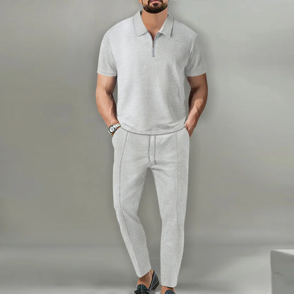 Herren Polo Shirts Set - Lässiger Chic Atmungsaktives Polo Und Verstellbare Hose Für Komfort Und Stil-6