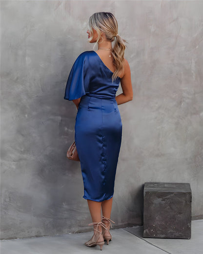 Elegantes Asymmetrisches One-Shoulder-Damenkleid Für Festliche Anlässe Und Hochzeitsgäste