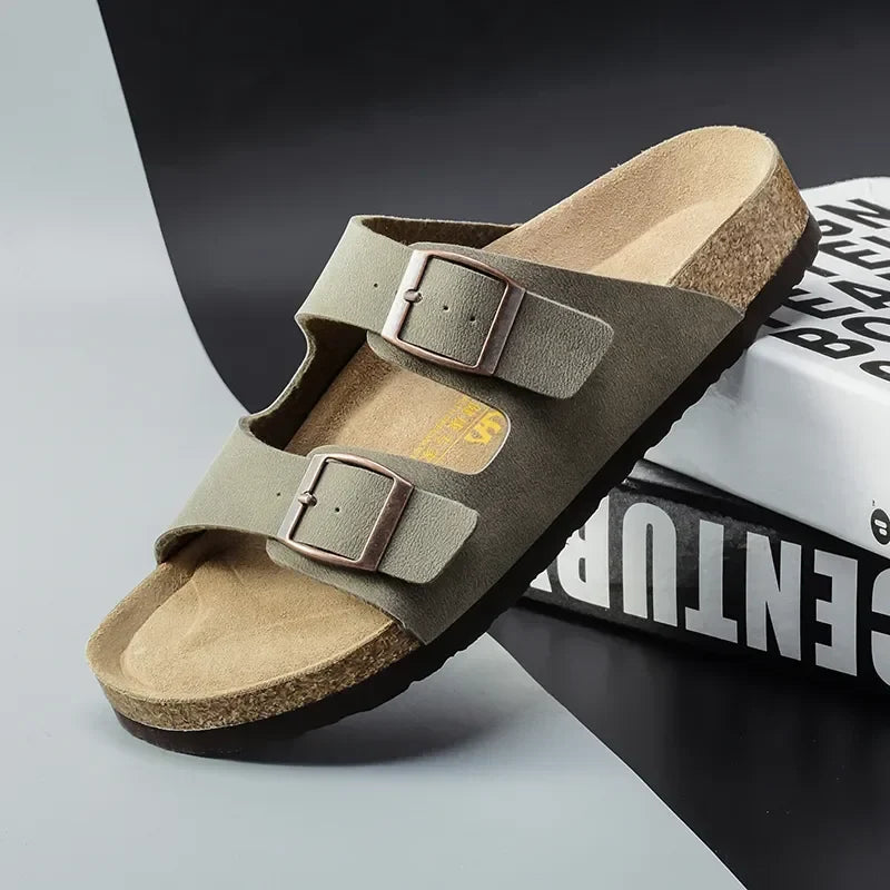 Langlebige Herren Sandalen aus Leder - Nicht rutschende Outdoor Freizeitschuhe für den Sommer-2