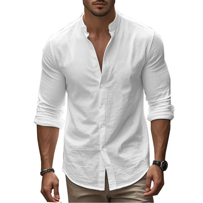 Leinen Herrenhemd Aus Leichter Baumwollmischung – Sommer Hemd Herren, Elegantes Design, Atmungsaktiv, Perfekt Für Büro Und Freizeit
