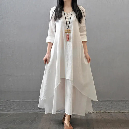 Böhmisches Geschichtetes Vintage Sommerkleid Damen, Plus Größen M-5XL, Elegantes und Komfortables Design für den Sommer