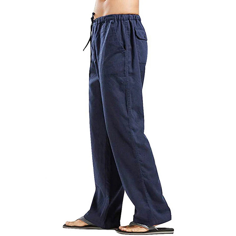 Feste Leinenhose Herren Mit Taschen - Atmungsaktive Sommerhose In Großen Größen-5