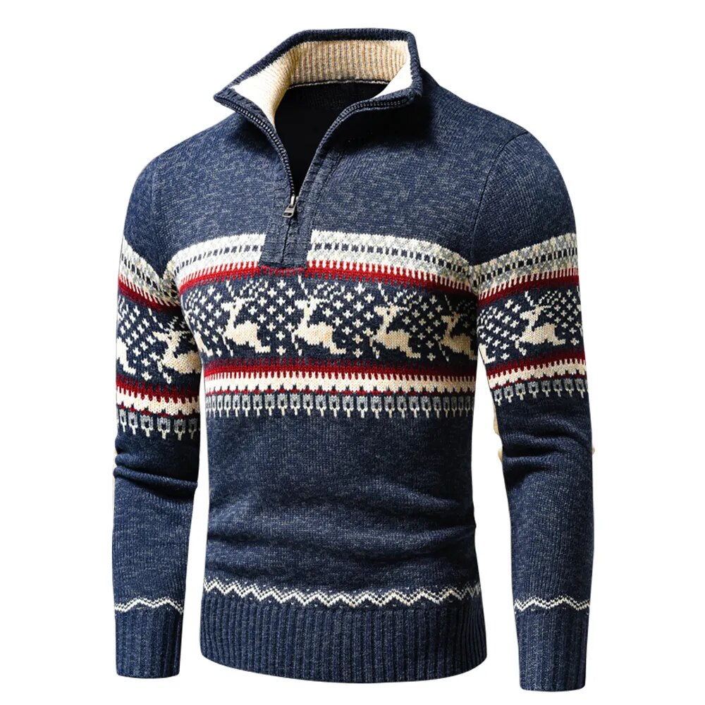Men's Festive Zip-Up Christmas Jumper Perfect for the Holidays