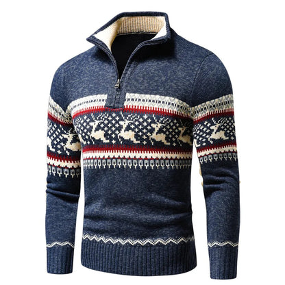 Men's Festive Zip-Up Christmas Jumper Perfect for the Holidays
