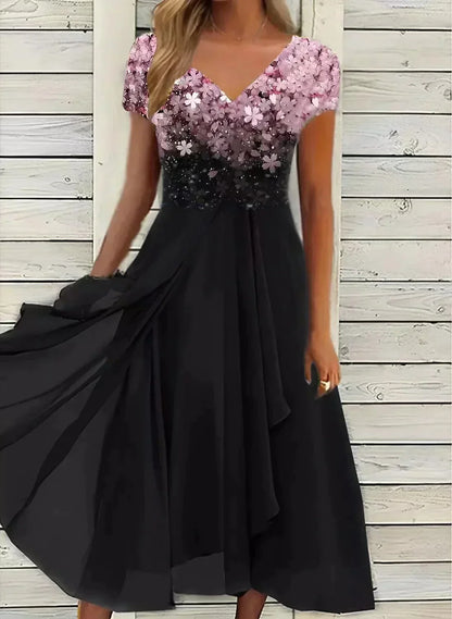 Elegantes Chiffon-Partykleid für Damen, Knielang, Festliche Kleider für Hochzeitsgast und Besondere Anlässe