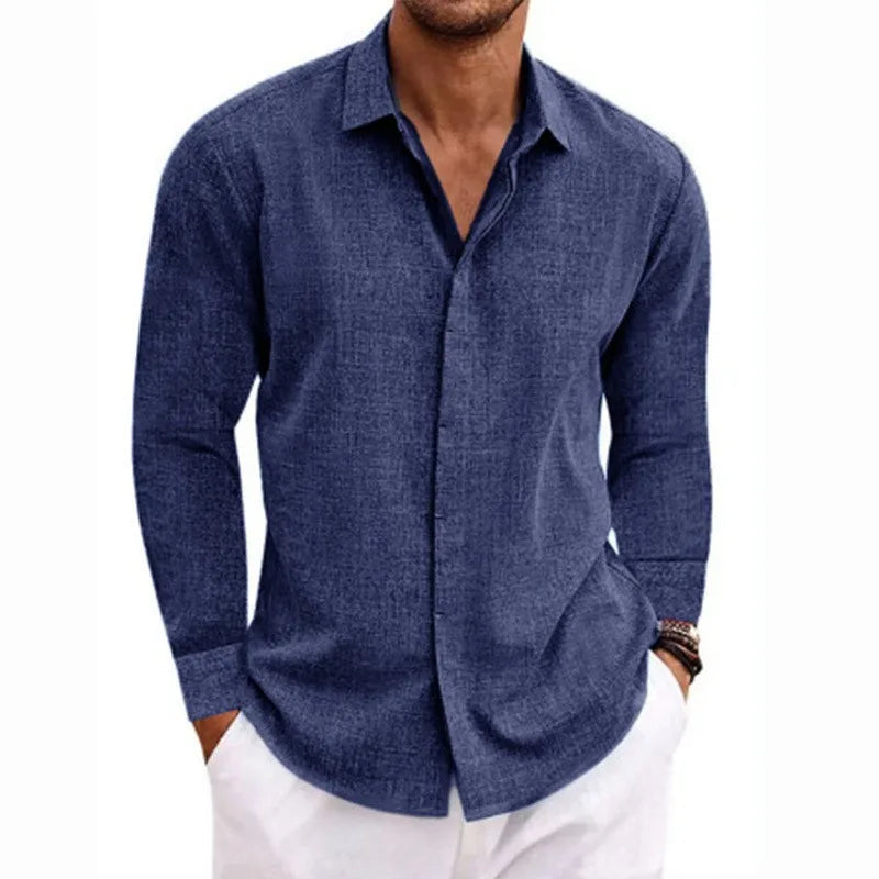 Variant image for Herren Langarmshirt - Lässiges Leinen T-Shirt für Plus-Size Mode in verschiedenen Farben-49