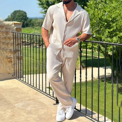 Leichtes Leinen Kurzärmeliges Hemd und Fluidhose - Lässige Sommer Outfits Damen für Stilvolle Tage-4