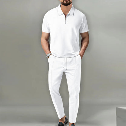 Herren Polo Shirts Set - Lässiger Chic Atmungsaktives Polo Und Verstellbare Hose Für Komfort Und Stil-5