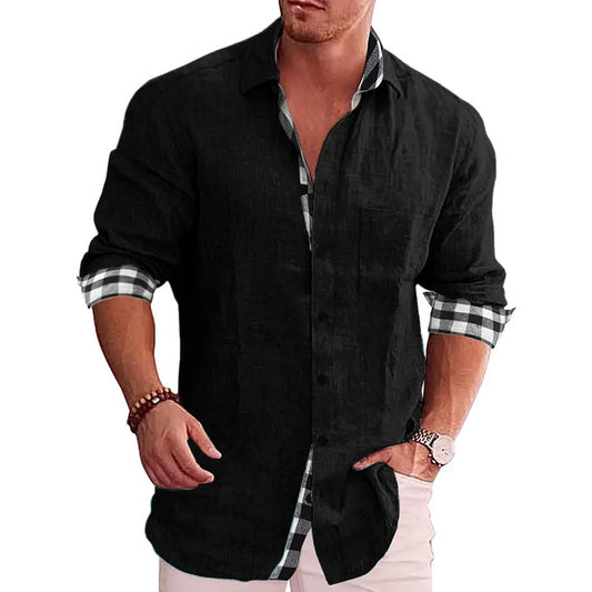 Baumwoll Plaidbluse Damen - Langarm Bluse für Büro und Arbeitskleidung - Größen S bis 5XL-1