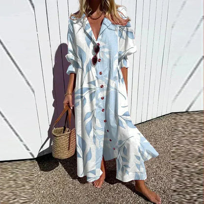 Variant image for Boho Blumenmaxikleid Damen, Eleganter Tiefer V-Ausschnitt, Fließende Silhouette, Leichtes Sommer Maxikleid-19