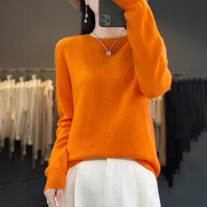 Variant image for Purer Merino Wollpullover Damen - Herbst Winter O-Neck-53