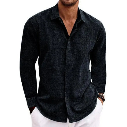 Herren Langarmshirt - Lässiges Leinen T-Shirt für Plus-Size Mode in verschiedenen Farben