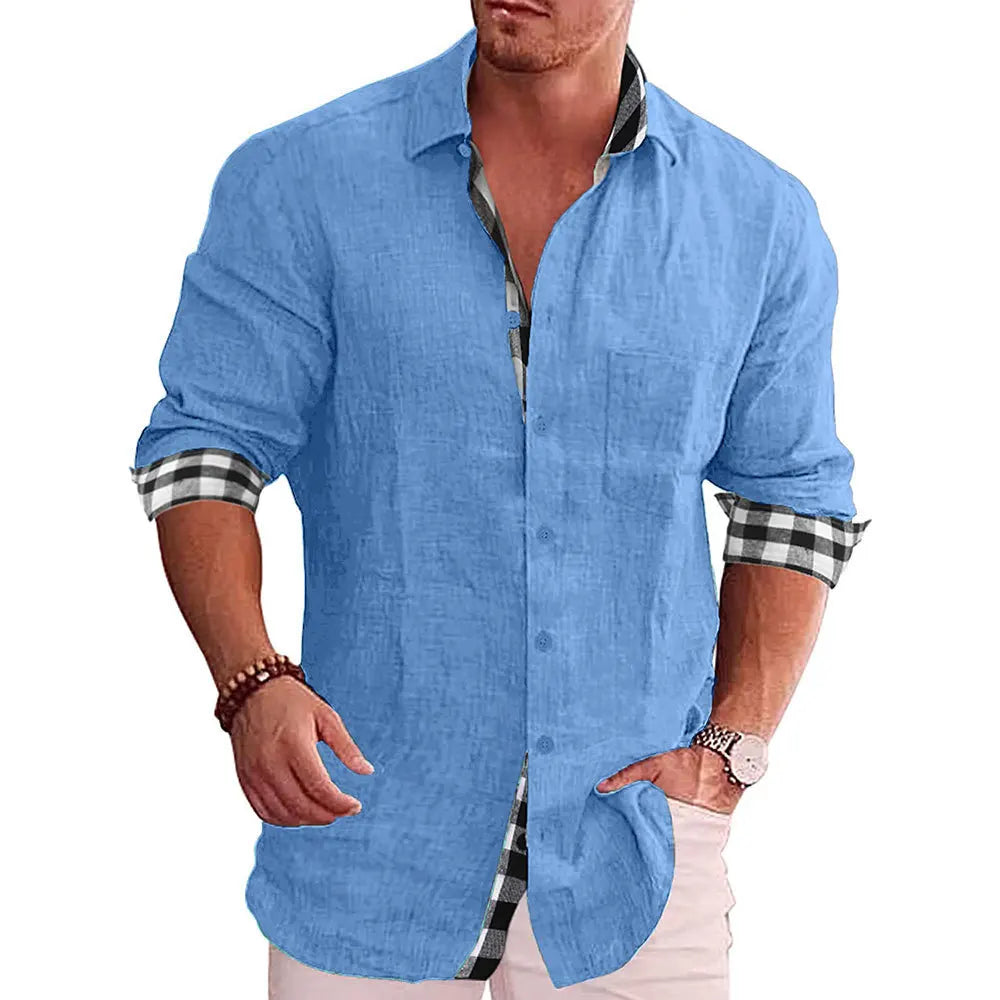 Baumwoll Plaidbluse Damen - Langarm Bluse für Büro und Arbeitskleidung - Größen S bis 5XL-5