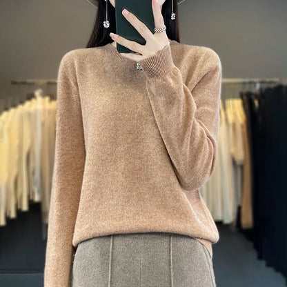 Variant image for Purer Merino Wollpullover Damen - Herbst Winter O-Neck-49