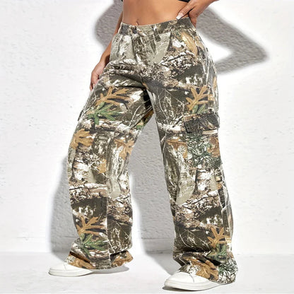 Hohe Taille Tarn-Denimhose für Damen mit Weitem Bein – Modische Hosen Damen für Herbstmode-3