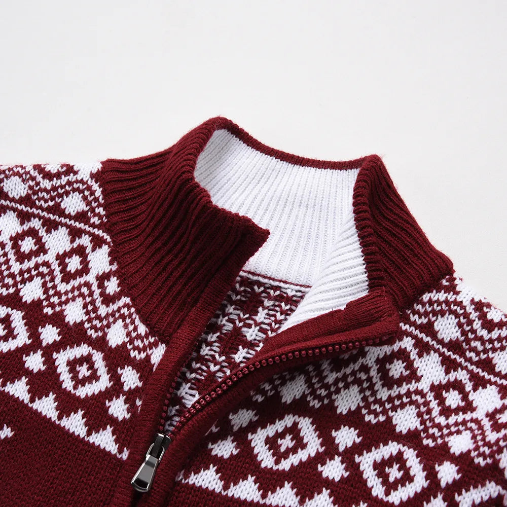 Men's Festive Zip-Up Christmas Jumper Perfect for the Holidays